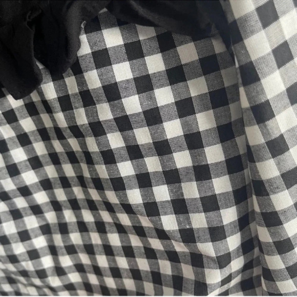 BCBGeneration Crop Top Ruffled Gingham Black White Blouse Top Shirt Sz S NWT $78 - Picture 6 of 13